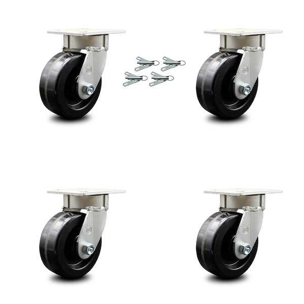 5 Inch Kingpinless Phenolic Wheel Swivel Caster Set with Swivel Lock SCC